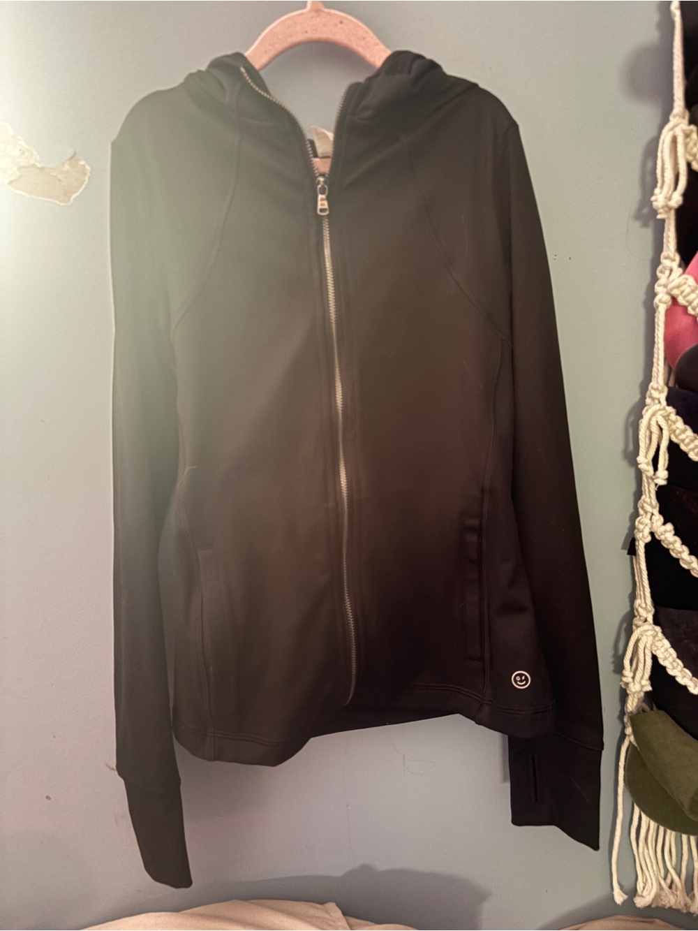 Gilly Hicks Black Hooded Zip Active Jacket